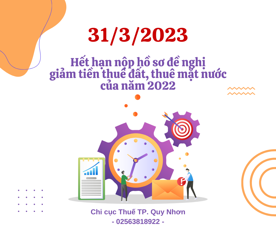 Ngày 31/3/2023 hết thời hạn nộp hồ sơ đề nghị giảm tiền thuê đất, thuê mặt nước của năm 2022