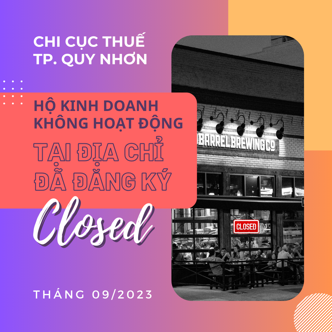 Danh sách hộ kinh doanh không hoạt động tại địa chỉ đã đăng ký với cơ quan thuế (tháng 9/2023)